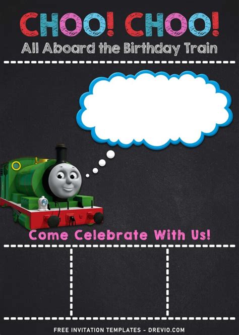 Cartoon Cute Thomas And Friends Birthday Invitation Templates