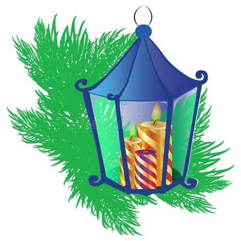 Christmas Lantern Hanging Fir Branches Stock Illustrations 10