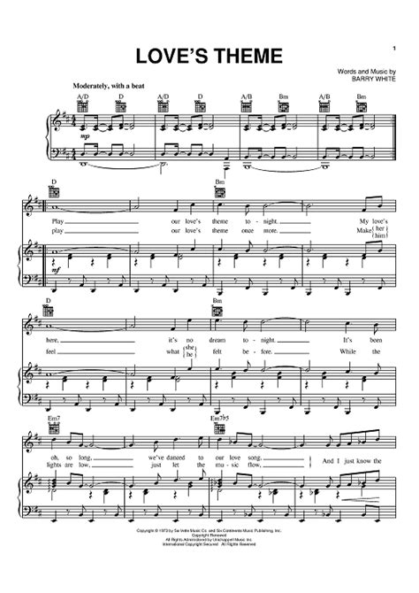 Loves Theme Sheet Music By Love Unlimited Orchestra For Pianovocal