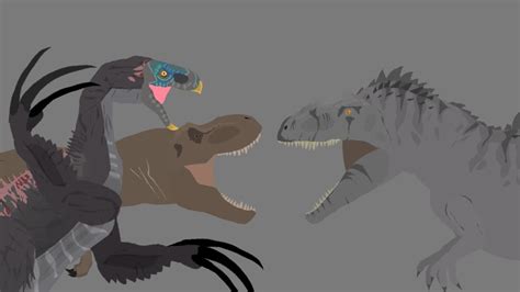 Dc2 JWD T Rex And Therizinosaurus Vs Giganotosaurus Jurassic World