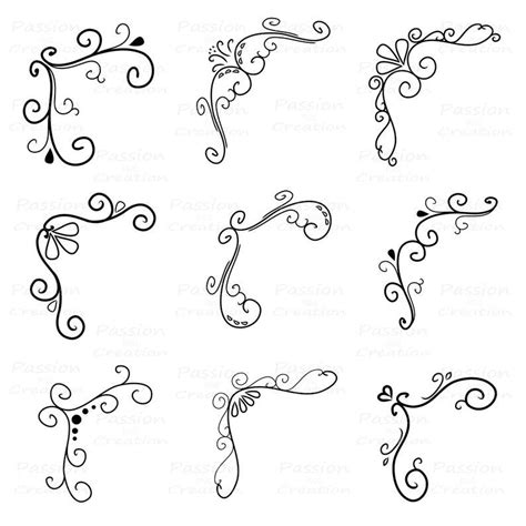 Corner Flourish Swirls Border Calligraphy Decorative Embellishment