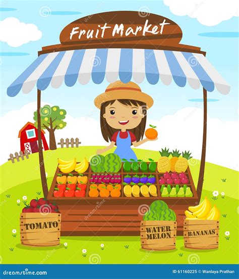 Cartoon Fruit Shop Stall Stock Illustrations 1198 Cartoon Fruit Shop