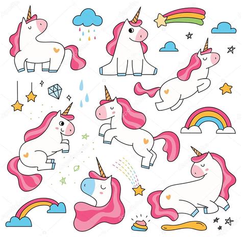 Dibujos de unicornios para imprimir y pintar. Fotos: unicornios animados | Juego Unicornios Dibujos Animados Vector — Vector de stock ...