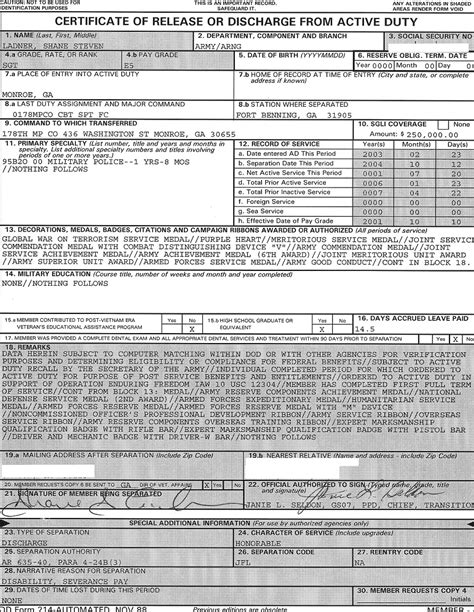 Breanna Honorable Discharge Dd Form 214