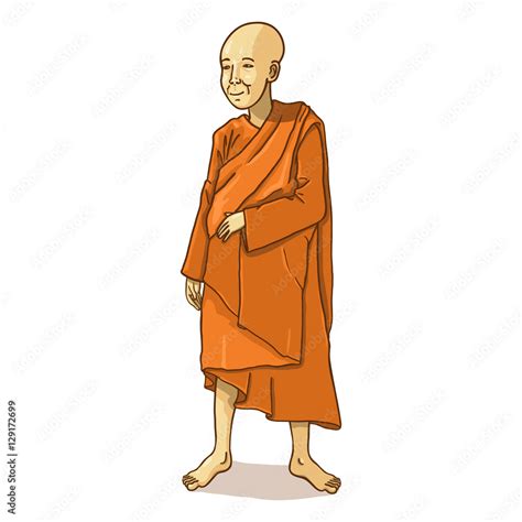 Vector Single Cartoon Buddhist Monk Stock Vector Adobe Stock