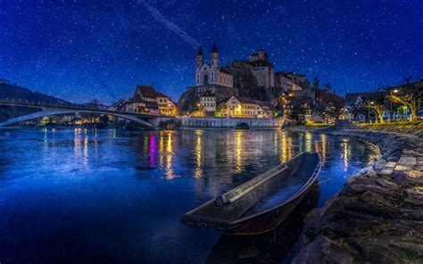 Download Wallpapers Aarburg Castle 4k Nightscapes Swiss Cities