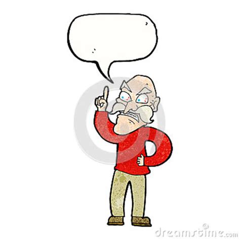 Cartoon Old Man Laying Down Rules With Speech Bubble Stock Illustration