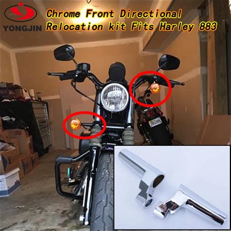 Motorcycle Chrome Front Turn Signal Bracket Relocation Kit Aluminum For