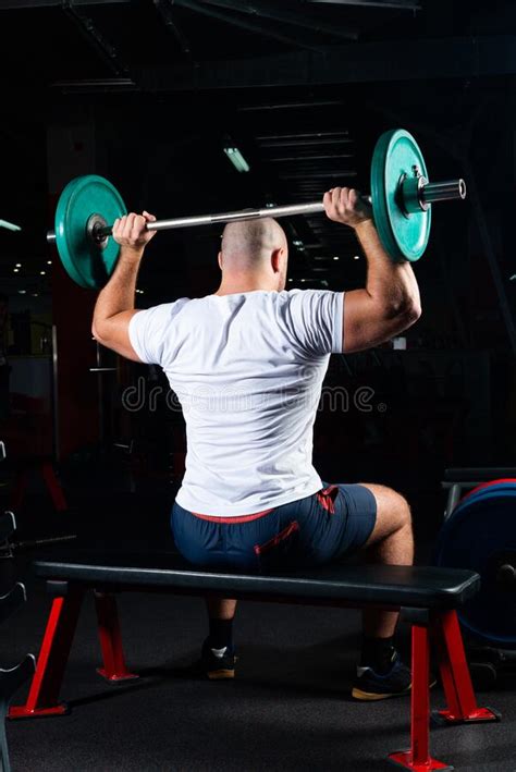 Male Athlete Lifts The Barbell Stock Photo Image Of Training