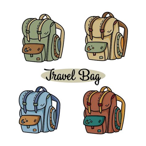 Premium Vector Vector Set Of Travel Backpacks Illustration