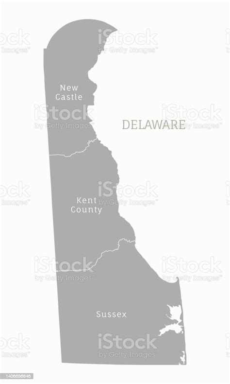 Highly Detailed Gray Map Of Delaware Us State Stock Illustration