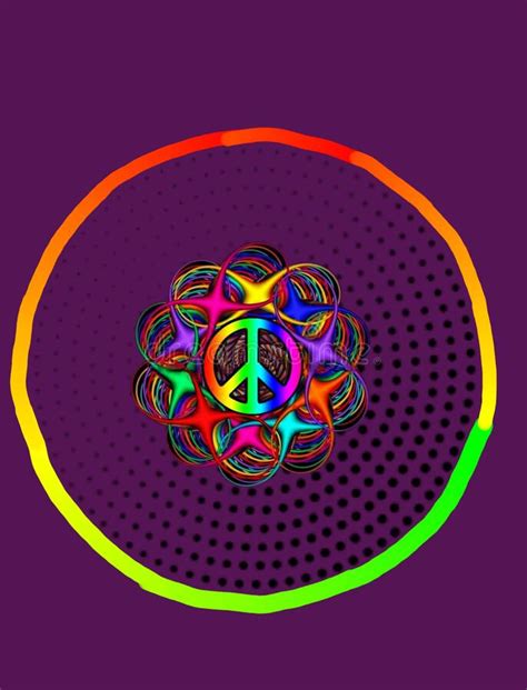 Psychedelic Background With Rainbow And Peace Symbol Stock Illustration