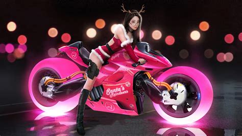 3840x2160 Pink Cyber Bike Asian Girl 4k Hd 4k Wallpapersimagesbackgroundsphotos And Pictures