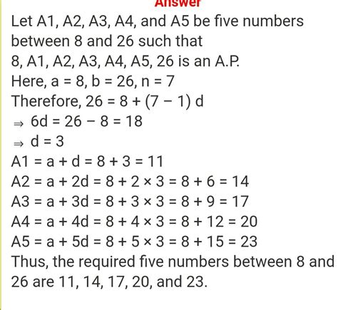 Insert Five Numbers Between 8 And 26 Such That The Resulting Sequence