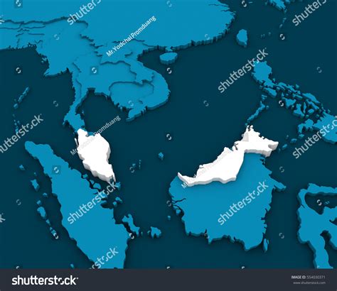 Malaysia Map 3d Rendering Stock Illustration 554030371 Shutterstock