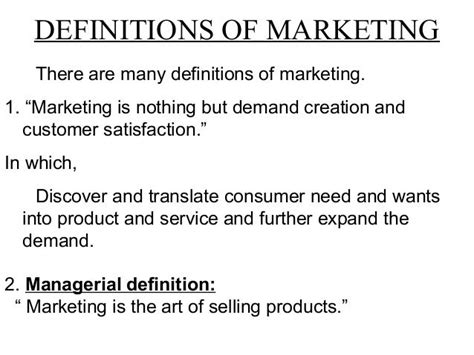 Introduction To Marketing Management And Definition Of Marketing