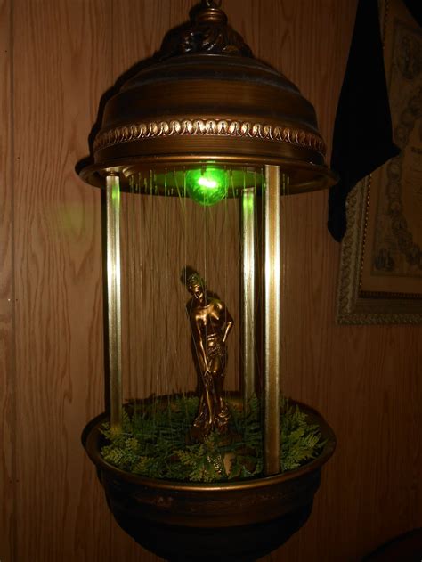 Features roman goddess statue behind a sheet of rain. 1970's Hanging Rain Oil Lamp w/ Goddess,Larger Hollywood Regency Swag Lamp, Boho Hanging Light ...
