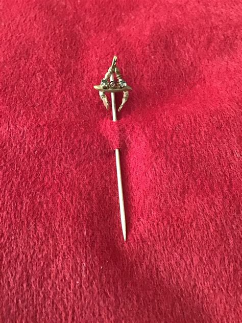 Vintage Wishbone Stick Pin Or Lapel Pin With 3 Birthstones Etsy
