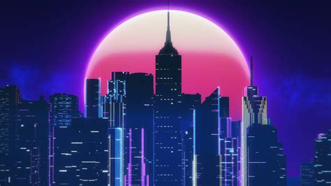 1920x1080 Synthwave City Retro Neon 4k Laptop Full Hd