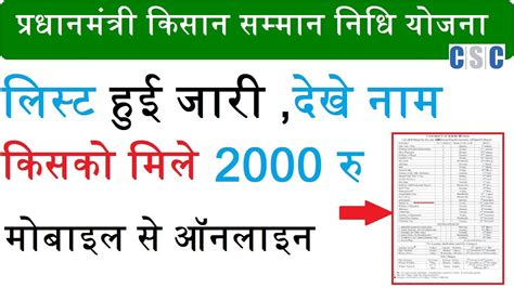 Eligible farmers can register only in the online mode or through csc centers. Kisan Samman Nidhi Yojana List - Kisan Samman Nidhi Yojana ...