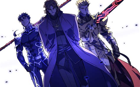 Wallpaper Fate Series Fate Stay Night Lancer Fate Stay Night Kotomine Kirei Gilgamesh