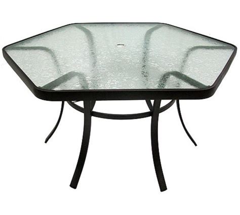 Glass Hexagon Patio Table 6 Patio Chairs 2 With Arm Rests Dark Brown No Cracks Or Stain On
