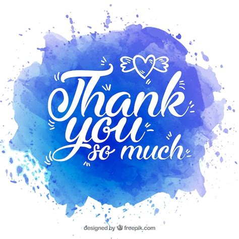 Thank You Background With Lettering In Watercolor Stain Free Vector