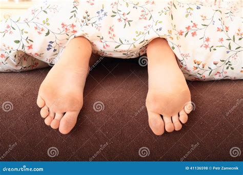 Bare Feet Under Blanket Stock Photo Image Of Barefoot 41136598