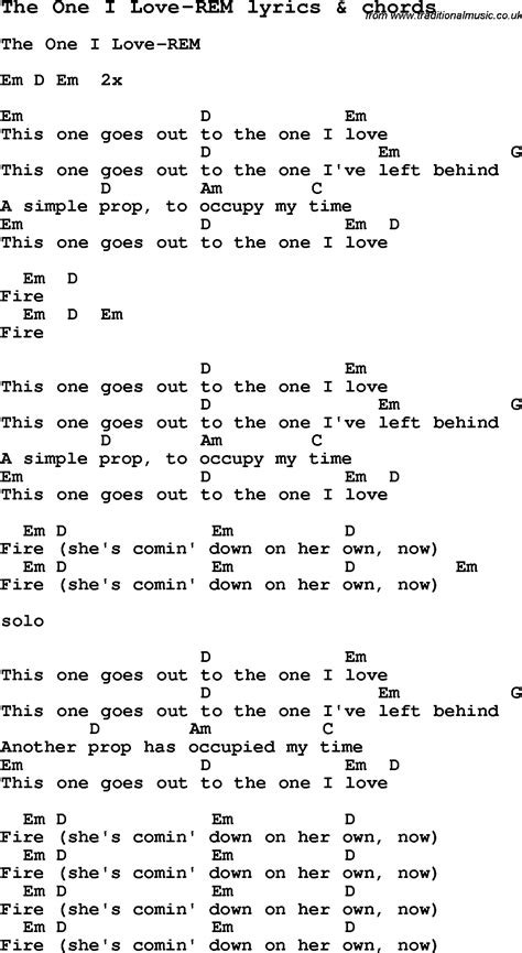 Love Song Lyrics For The One I Love Rem With Chords Guitar Chords