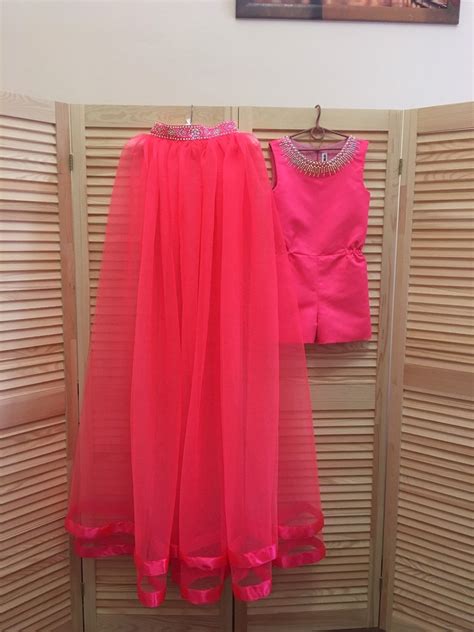 Neon Hot Pink Pageant Fun Fashion Outfit With Train And Etsy