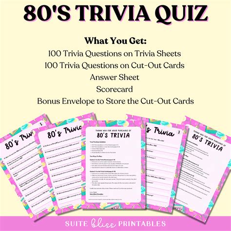 Printable 80s Trivia Questions And Answers Game • Suite Bliss Printables