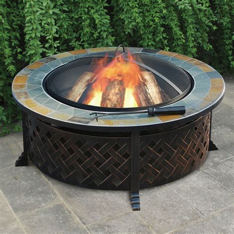 Jeco Inc Lattice Steel Wood Burning Fire Pit Table