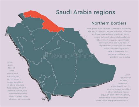 Map Saudi Arabia Divided Regions Northern Borders Stock Vector