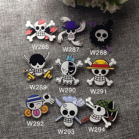 9pcsset Anime Cartoon One Piece Luffy Skeleton Flags Badge Brooch