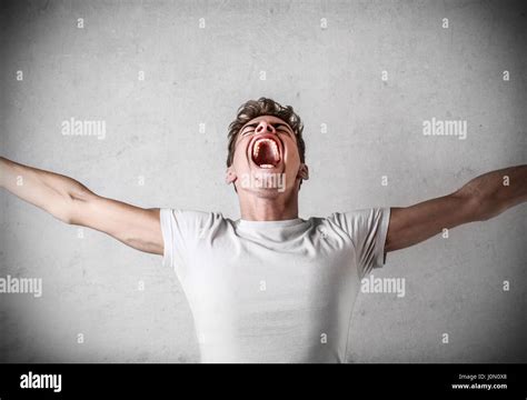 Man Yelling Inside Stock Photo Alamy