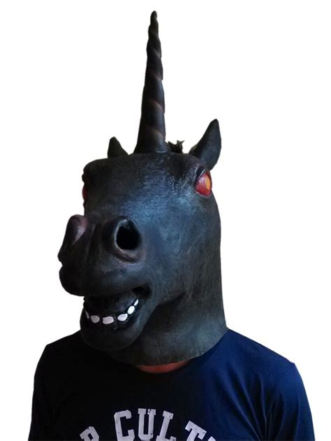 Youtumall Creepy Black Evil Unicorn Mask Youtumall Latex Unicorn He