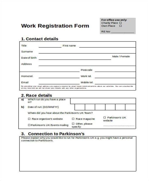 Free 35 Sample Registration Forms In Ms Word