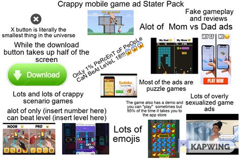 Crappy Mobile Game Ad Starter Pack Rstarterpacks