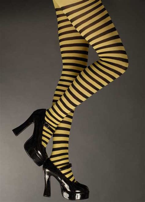 Adult Bumble Bee Yellow Striped Tights
