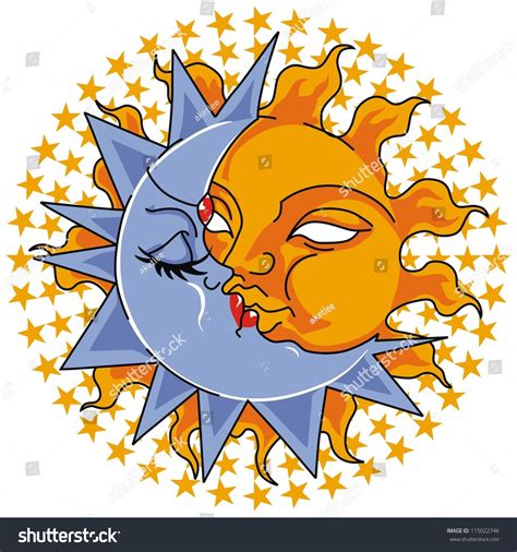 Vector Sun Moon Kissing Stock Vector 115022746 Shutterstock