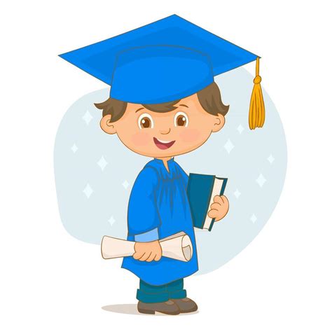 Niño Graduado Con Diploma Y Libro En Mano 3546437 Vector En Vecteezy