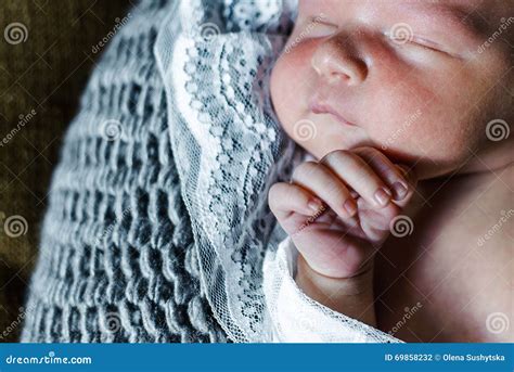 Sleeping Newborn Baby Wrapped In A Blanket Stock Photo Image Of Baby