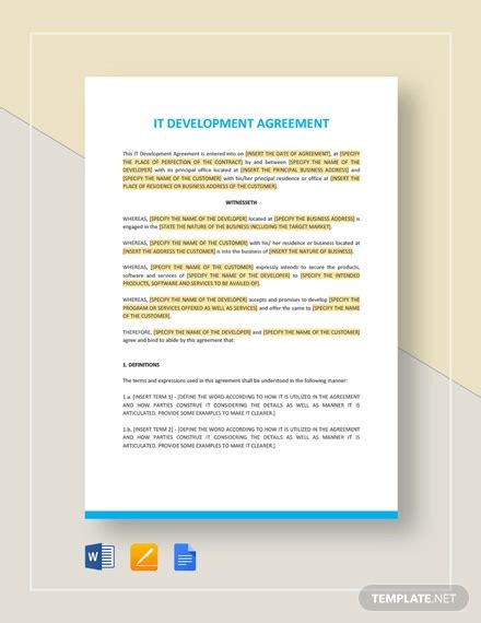 Development Agreement Examples Format Google Docs Word Pages