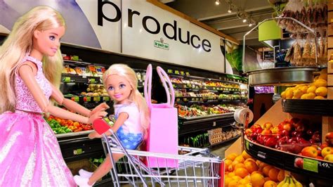 barbie doll supermarket grocery shopping  baby doll chelsea