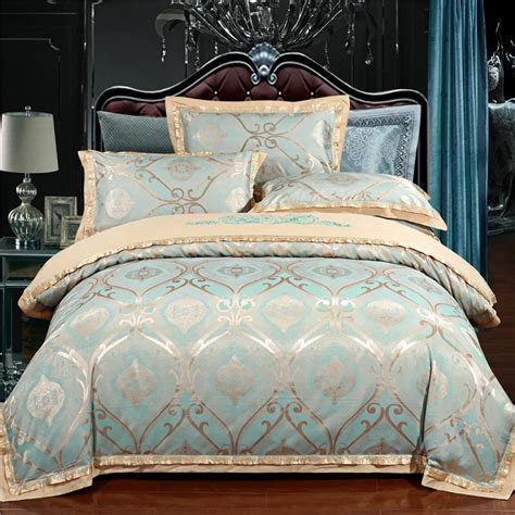 4pcs Tencel Silk Bed Linen Set Jacquard Embroidered Luxury Bedding Setsbedclothes Queen King