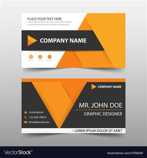 Orange Corporate Business Card Name Card Template Vector Image