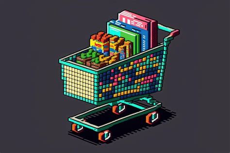Premium Ai Image Pixel Art Shopping Cart Retro Style Item For 8 Bit