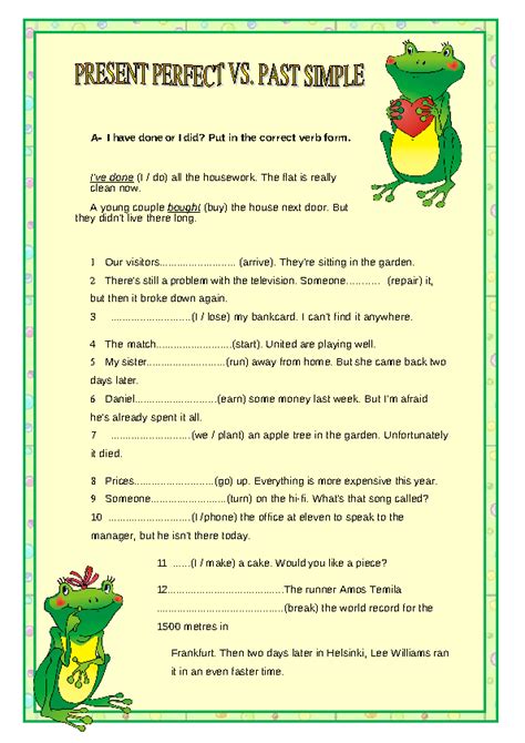 Simple Past Vs Present Perfect English Esl Worksheets For ZOHAL