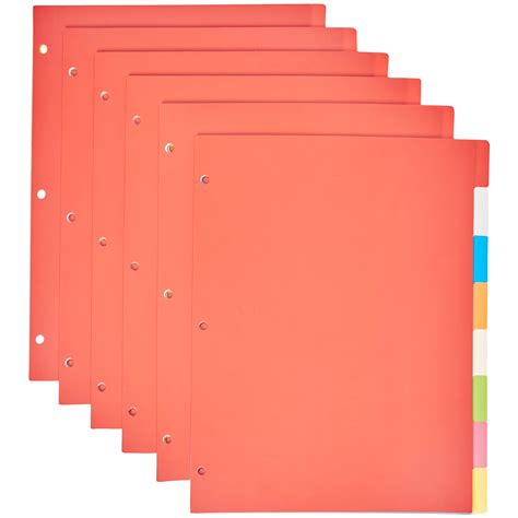 Amazon Basics 3 Ring Binder Dividers With 8 Tabs Pack Of 6 Sets Buy