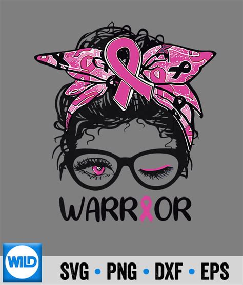 Cancer Svg Support Squad Breast Cancer Awareness Messy Bun Pink Ribbon